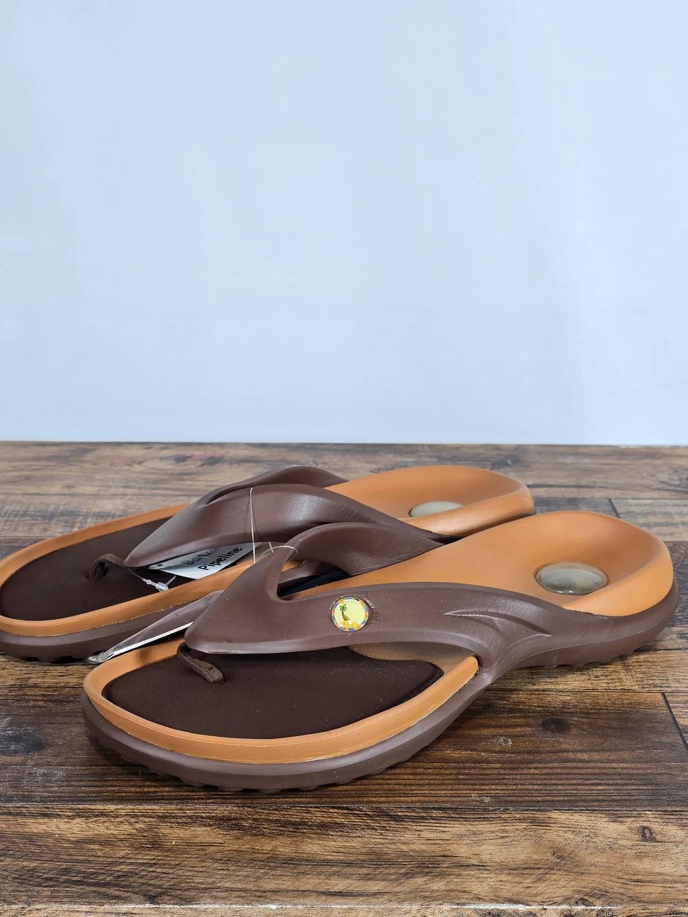 Men's Brown and Tan Comfort Flip Flops Size 9